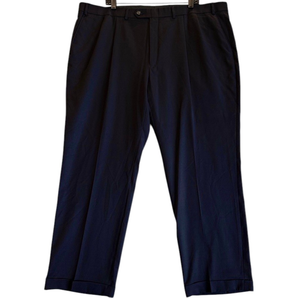Lauren Ralph Lauren Dress Pants Mens 44x29 Navy Blue Pleated Wool Cuffed